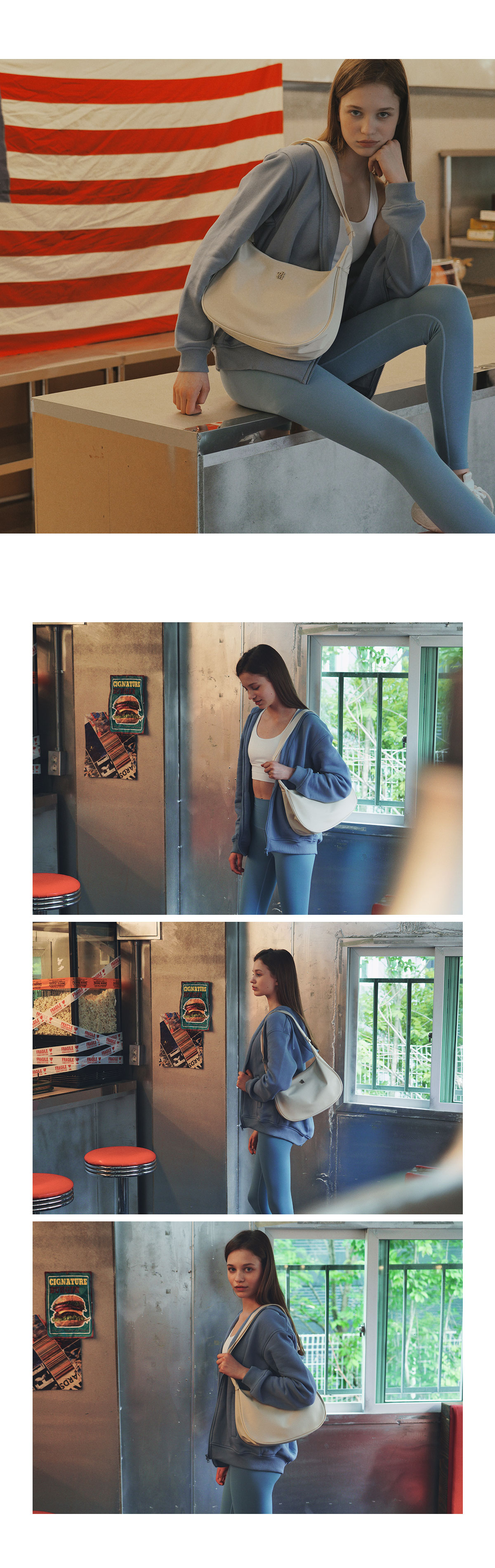 MUSINSA公式 | TRM TRM Recycle Big Slime Nylon Hobo Bag IVORY